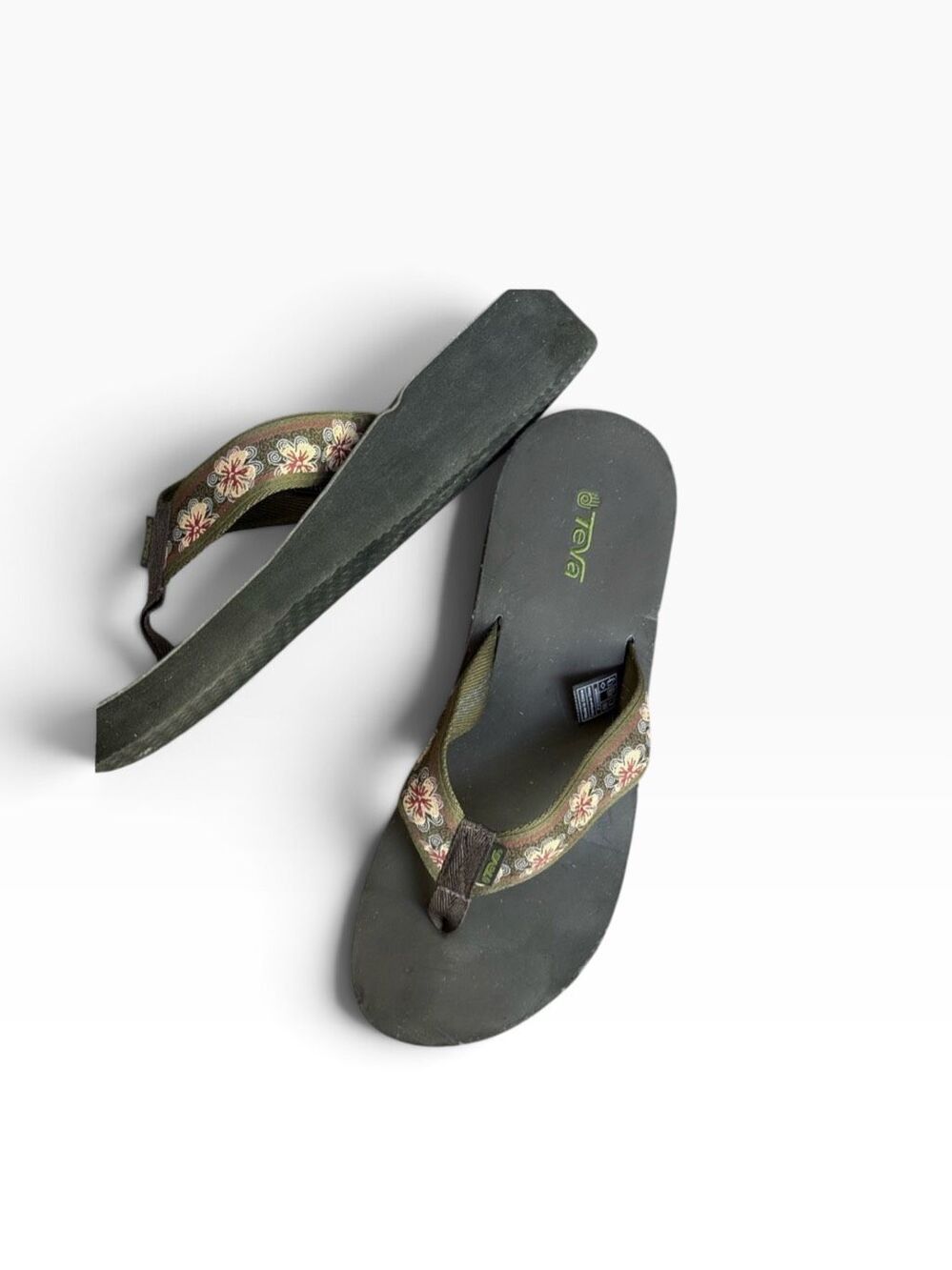 Teva Women's 11 M Floral slip on Flip Flop Platform Wedge Sandals - Picture 9 of 12